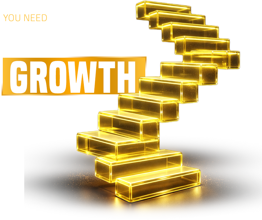 Golden stairs illustrating predictable business growth